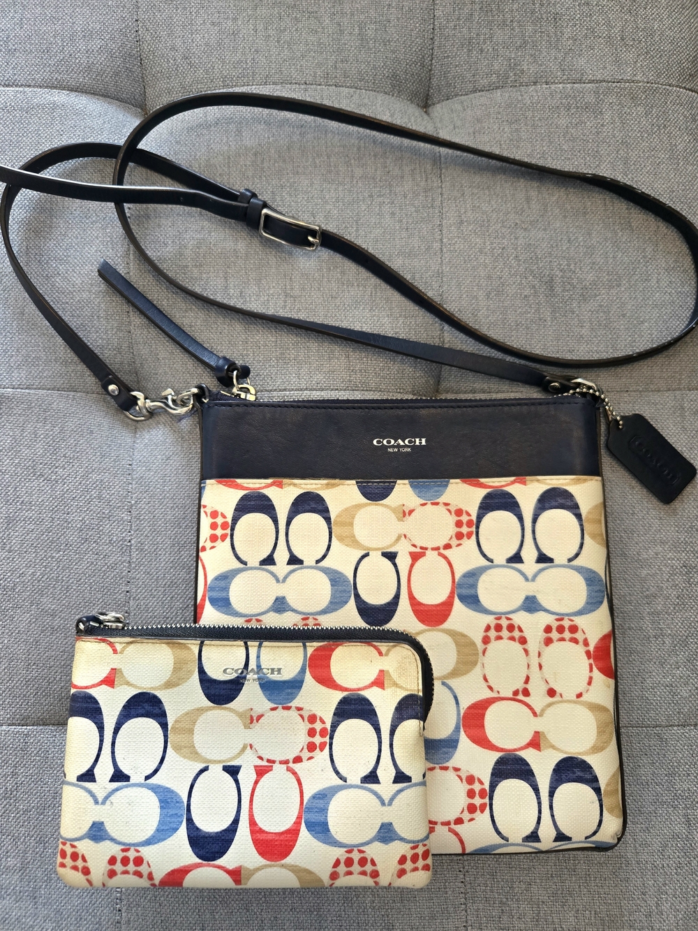Coach Bleecker Multi-Color Signature C Swing Crossbody Bag & Coin Purse Set 2pc